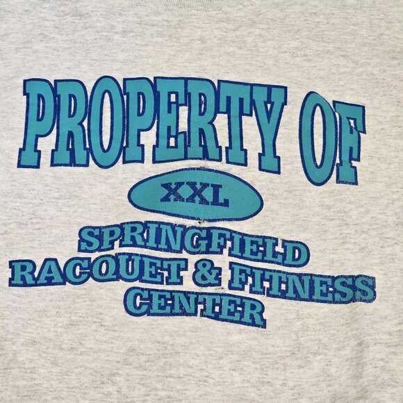 Vintage Sweatshirt Crewneck Gray M Distressed Springfield Racquet Fitness Center - Picture 2 of 14